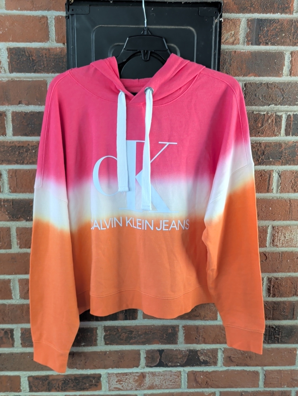 Calvin Klein Jeans Monogram Logo Tie Dye Color Block Hoodie Size L (1045)